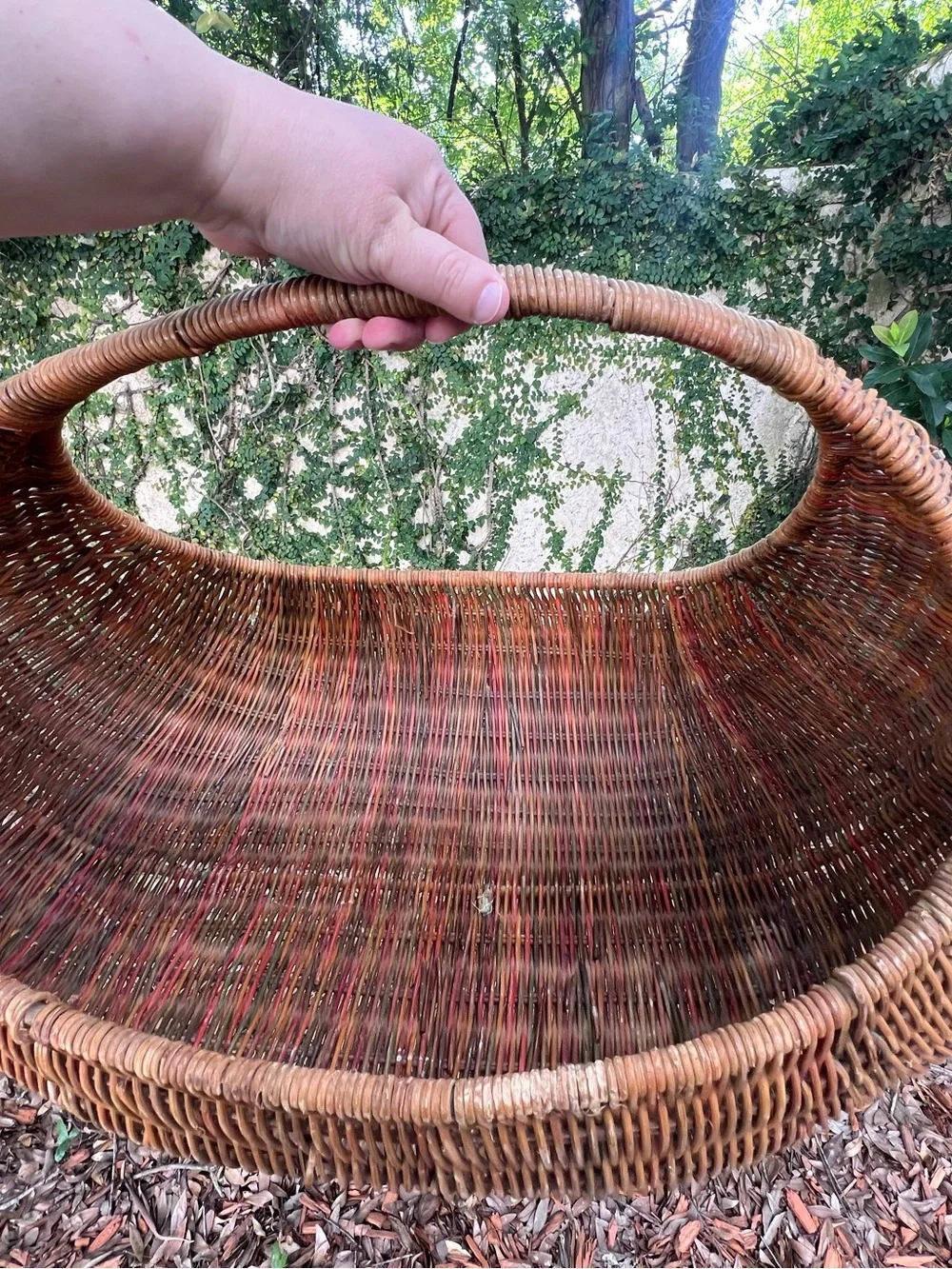 Vintage 1970s Sculptural Wicker Canoe Basket